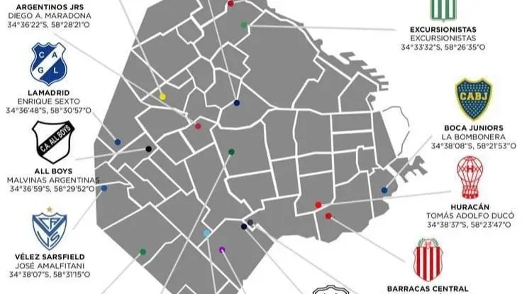 Buenos Aires labdarúgó-térképe (Forrás: Reddit)