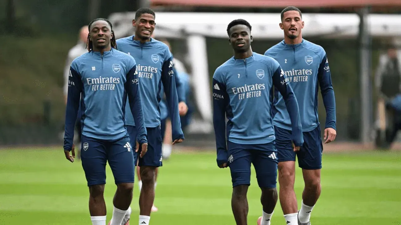 Eze és Saka az Arsenal edzésén (fotó: arsenal.com)