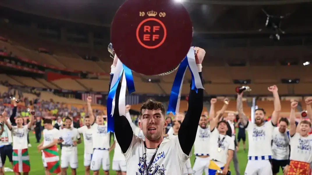 Unai Marrero, a második számú kapus mindössze 19 mérkőzésen védte eddig a Real Sociedad kapuját, ebből 12 alkalommal a Spanyol Kupában – megérdemelte, hogy megnyerje (Fotó: Getty Images)