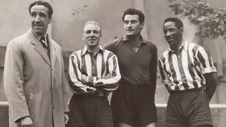 A bal szélen Helenio Herrera, a jobb szélen Larbi Benbarek (Forrás: Marca)