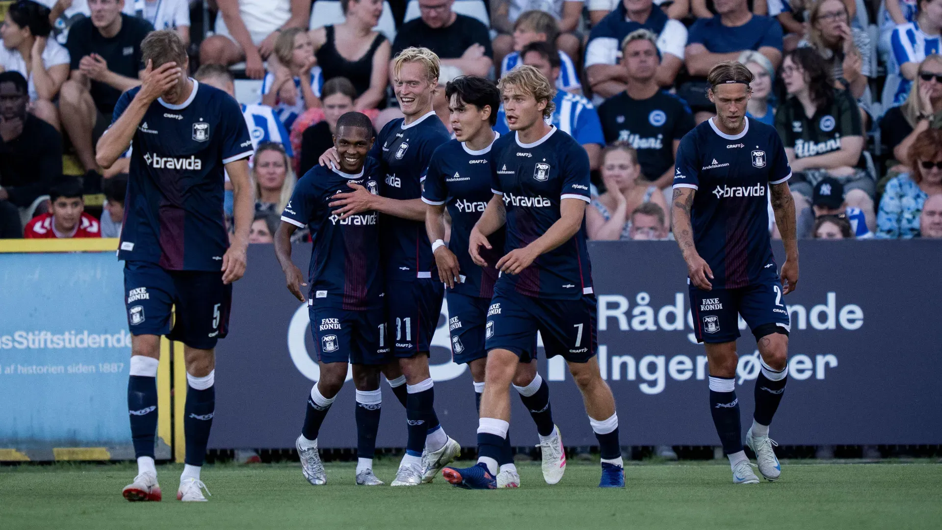 Sok örömteli pillanatot élt meg az aarhusi csapat a szezon első felében (Fotó: Sebastian Elias Uth/Ritzau)