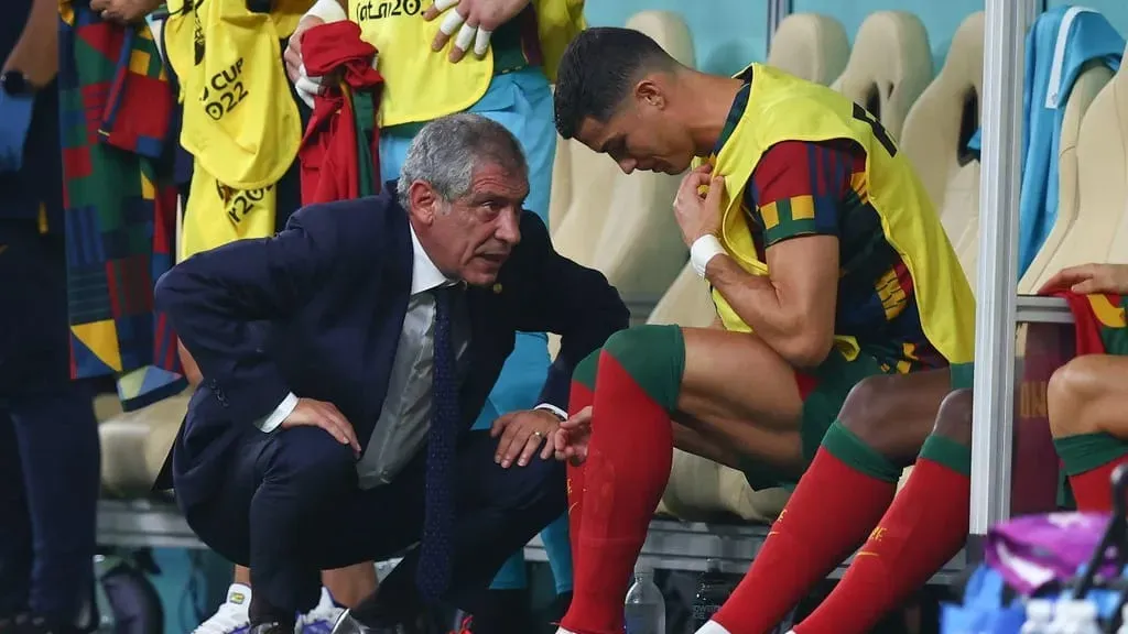 Marokkó ellen kispadra ültette CR-t, majd a vereség után távozott (Forrás: CNN Portugal)