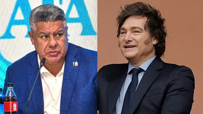 Claudio Tapia és Javier Milei (Forrás: Clarin)